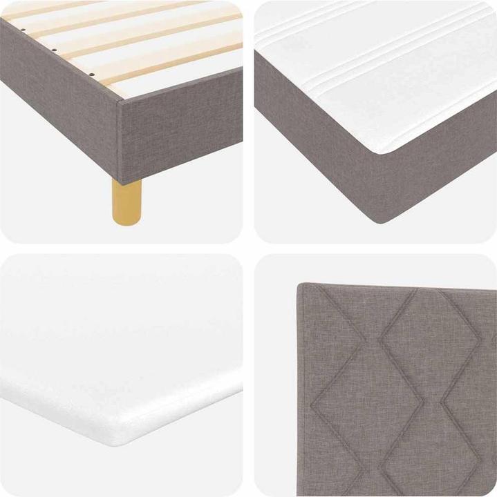 Produktbild VidaXL Boxspringbett Mit Matratze Stoff Taupe (100 x 200 cm)