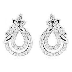 Silver Cat, Ohrringe, Charming floral earrings with zircons SC382