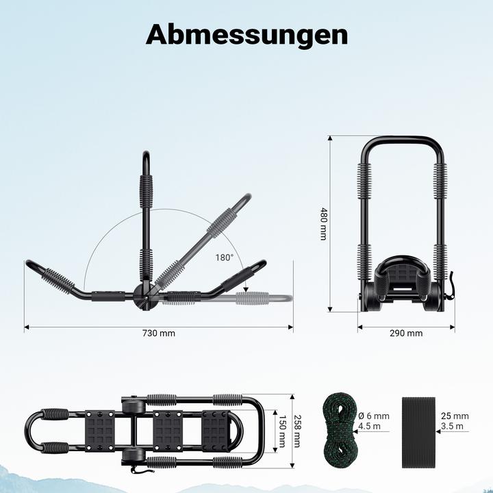 Immagine prodotto Wiltec Portapacchi per Kayak 2 pezzi pieghevoli a J in alluminio per auto Kayak Canoa incl. cinghie di