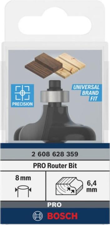 Produktbild Bosch Professional Zubehör Kantenformfräser G, 8 mm, R1 6,35 mm, D 38 mm, L 15,7 mm, G 57 mm