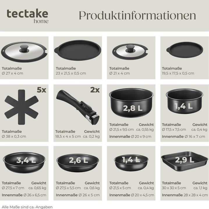 Actual product image tectake Kitchen starter set for 6 people with crockery, pots etc