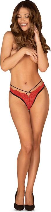 Produktbild Obsessive Mettia Sexy Lace Thong - Black/Red (L, XL)