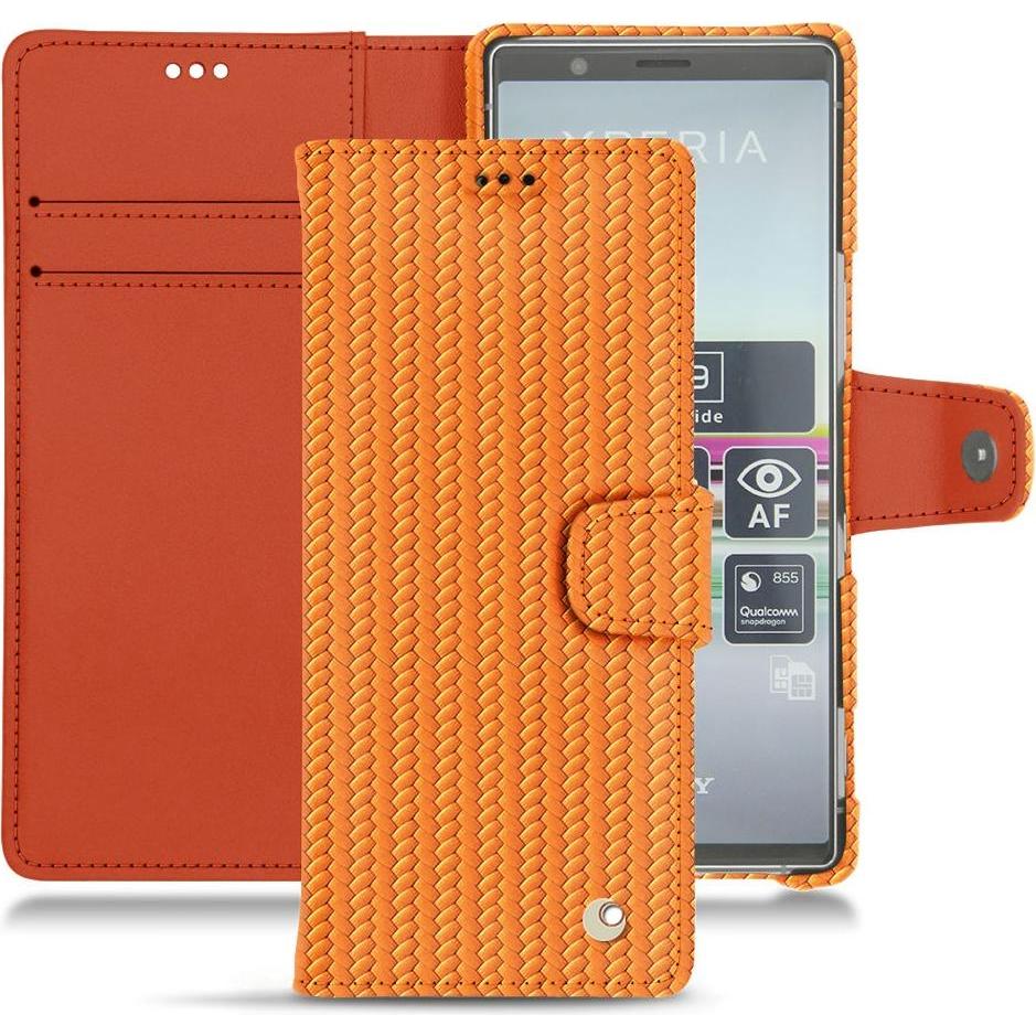 Noreve Lederschutzhülle Wallet (Sony Xperia 5), Smartphone Hülle, Orange