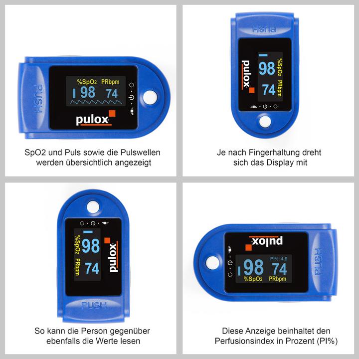 Immagine prodotto Pulox Pulsossimetro PO-200A con allarme blu
