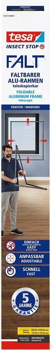 Actual product image tesa FALT insect screen for windows, size-adjustable aluminium frame, foldable (140 x 140 cm)