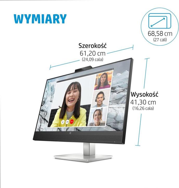 Produktbild HP M27 Webcam Monitor 68,58cm (27" ) (Full HD, IPS, 5ms, HDMI, DisplayPort, USB, 75Hz) (Energiekl... (1920 x 1080 Pixel, 27")