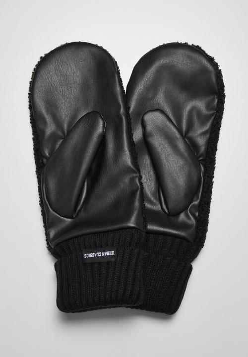 Actual product image Urban Classics Sherpa Imitation Leather Gloves (S, M)