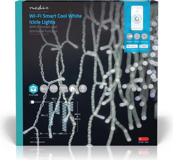 Actual product image Nedis SmartLife Decorative LED | Wi-Fi | Cold White | 400 LED's | 8.00 m | Android™ / IOS (0.23 m)