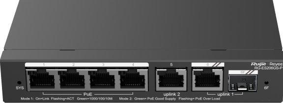 Produktbild Ruijie SWITCH REYEE RG-ES206GS-P 5-PORT 10/100 MBPS DESKTOP SWITCH (6 Ports)