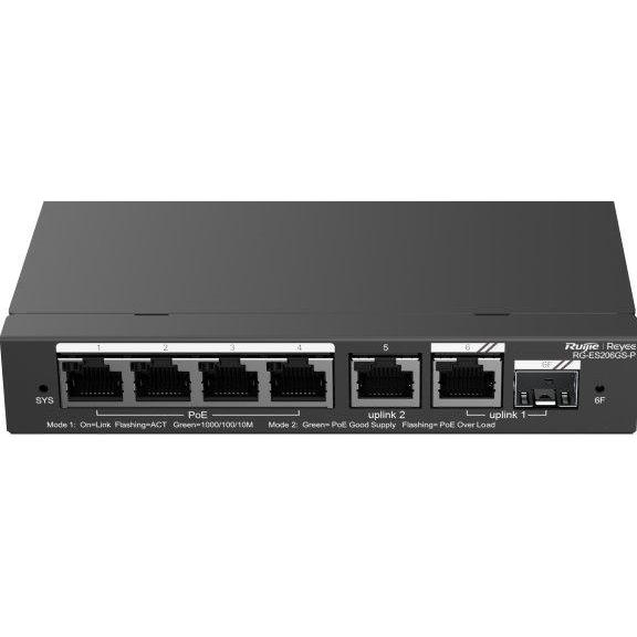 Ruijie SWITCH REYEE RG-ES206GS-P 5-PORT 10/100 MBPS DESKTOP SWITCH (6 Ports), Netzwerk Switch