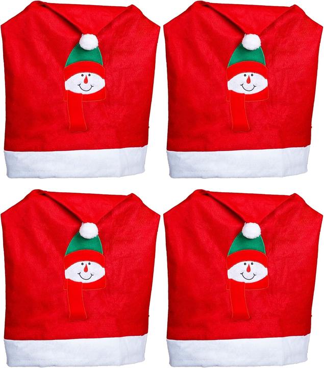Novaliv Chair Covers Set of 4 Swing Chair Christmas I Red I Snowman I Chair Cover Christmas (65 x 49 x 65 cm)