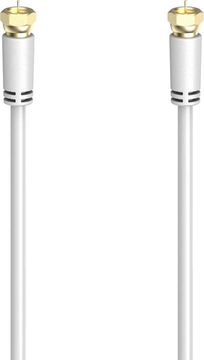 Hama Câble de raccordement SAT, prise F - prise F, doré, 5 m, 100 dB, blanc (100 dB, Câble d'antenne)