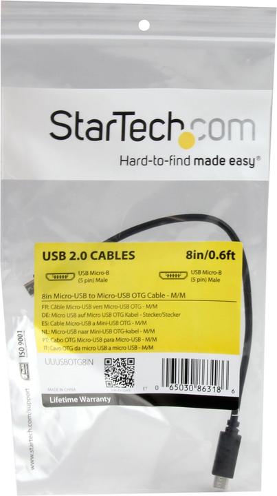 Actual product image StarTech 20cm USB OTG Cable - Micro USB to Micro USB - USB OTG Adapter Cable - St/St (0.20 m, USB 2.0)