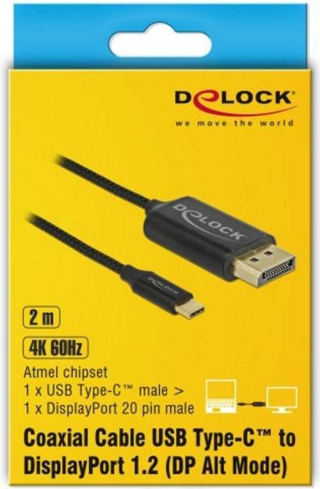 Produktbild Delock DisplayPort — USB Typ C (2 m, DisplayPort, USB Typ C, 1.2)