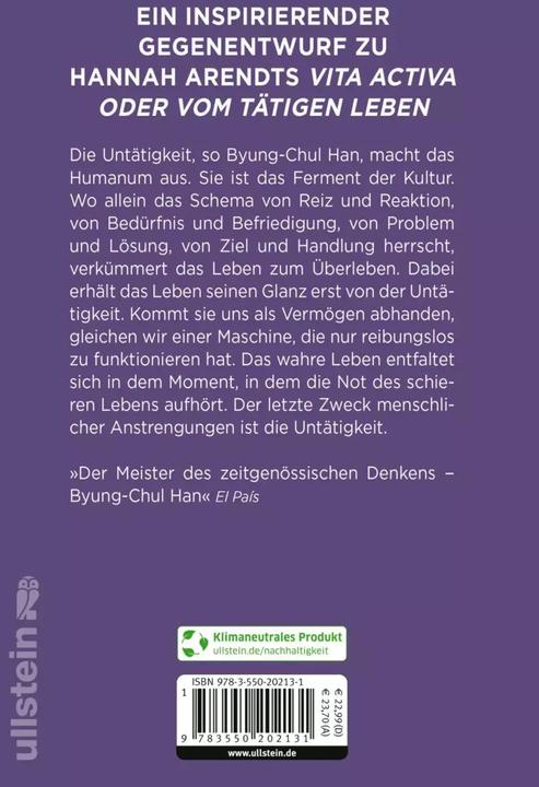 Produktbild Vita contemplativa (Deutsch, Byung-Chul Han, 2022)