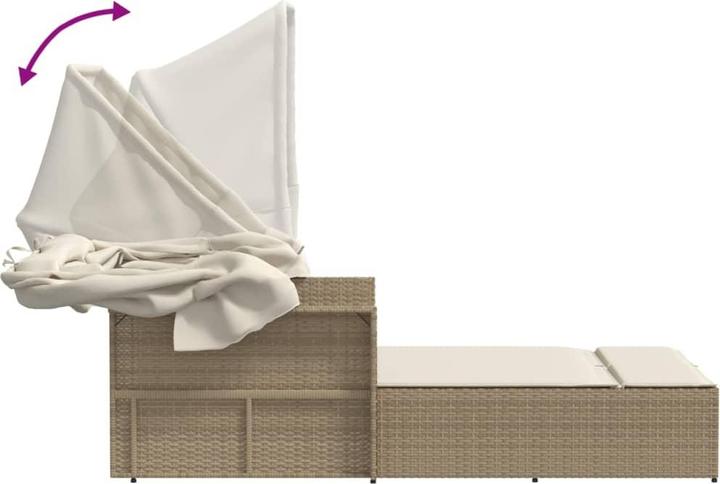 Actual product image VidaXL Double sun lounger with roof and cushions (114 cm)