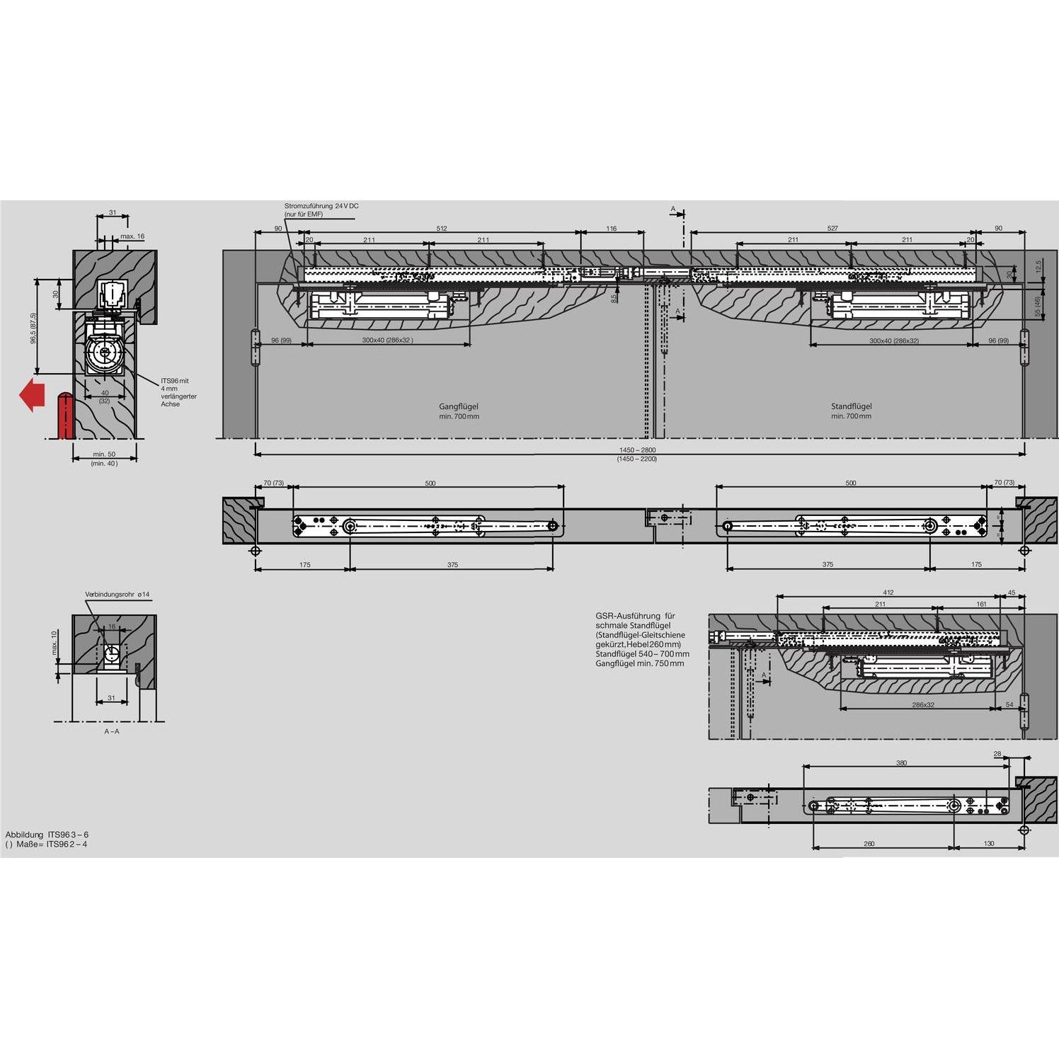 Dormakaba, Türöffner + Türschliesser, Gleitschiene G 96 GSR-EMF K8/K12