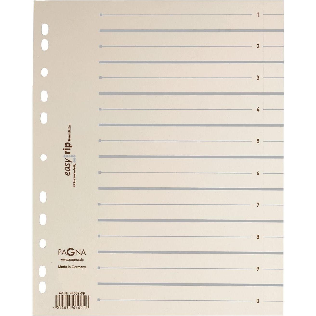 Pagna, Ordner Zubehör, Trennblätter Easy Rip 1-0 beige, 100 St.