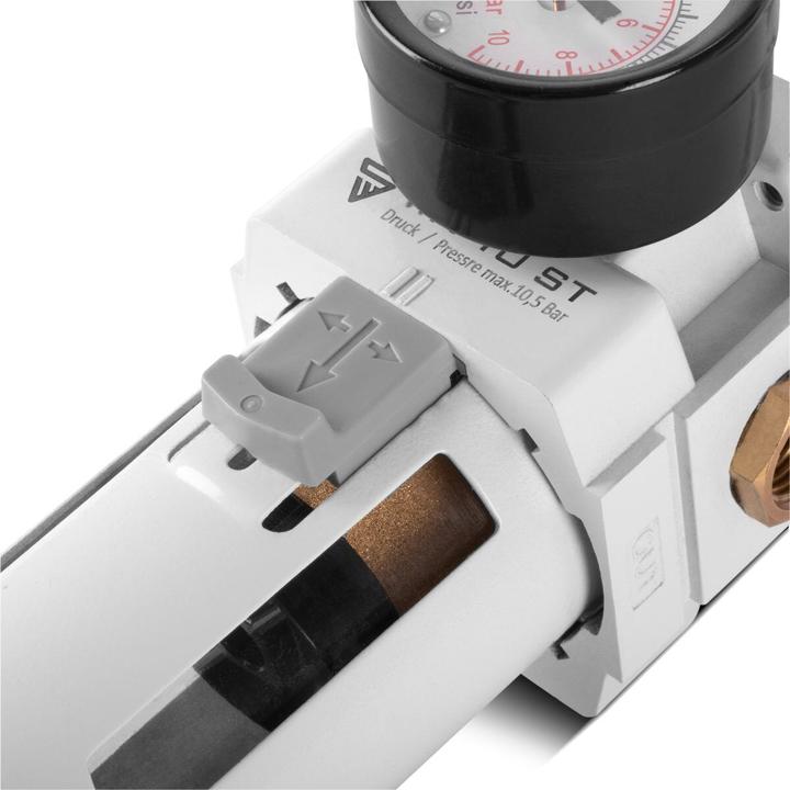 Produktbild Stahlwerk Wasserabscheider Wartungseinheit Druckluft Druckregler 10,5 bar 1/4"