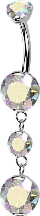 Image du produit Hollywood Body Jewelry Banane Innengewinde silber zwei runde Kristalle multicolor Anhänger zwei Kristalle multicolor (sans laiton, Titane)