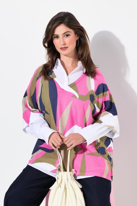 Actual product image Ulla Popken Oversized Flower Print Sweater (58, 60, 62)