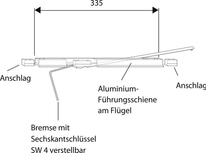 Actual product image Roto NT/NX turn restrictor 335 Sash section airgap 12 mm overlap 18/20 mm