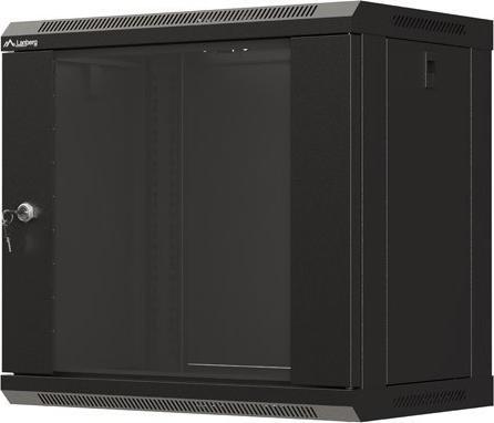 Produktbild Lanberg Wandmontierter Rack-Schrank 19 9HE 540x350 schwarz verglaste Türen (FLAT PACK) (19 Zoll Rack)