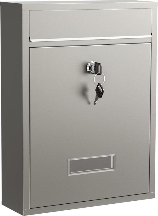 Wiltec Briefkasten V10 Edelstahl 260x90x350mm Schloss Namensschild Postkasten