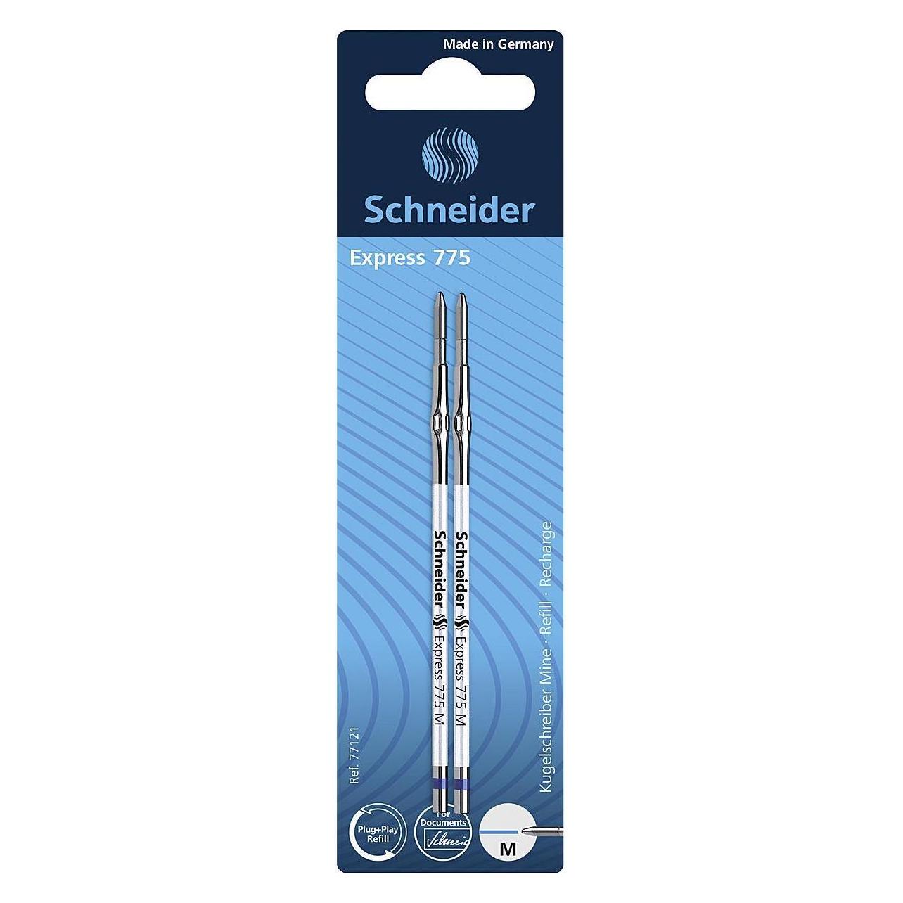 10 X Schneider Kugelschreibermine Express 775 M Blau Blisterkarte Ve=2
