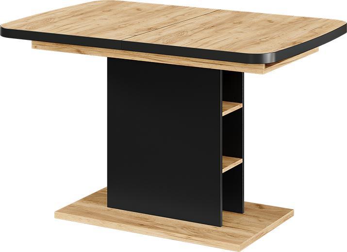 Vichy Esstisch Fenaro, Schwarz/Goldkraft Eiche, 120 x 80 cm mit offenen Fächern (120 x 80 cm)