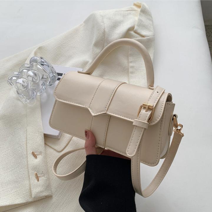 Produktbild Only-Bags.Store Solide Farbe strukturierte Umhängetasche, All-Match Top Handle Geldbörse, PU Leder Handtasche