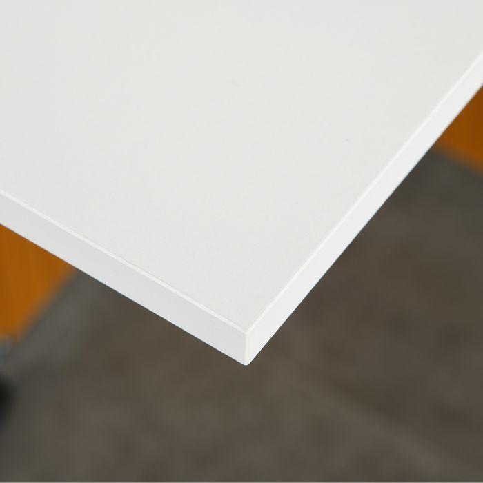 Image du produit Swisshandel24 Table de salle à manger extensible, mobile, design moderne, 120x80x73cm, teck + blanc (120 x 80 x 73 cm)
