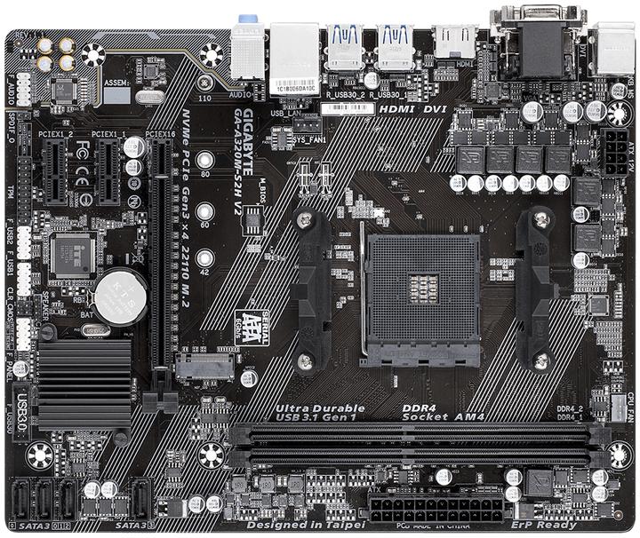 Produktbild Gigabyte GA-A320M-S2H V2 AM4 A320 MATX (AM4, AMD SoC, mATX)