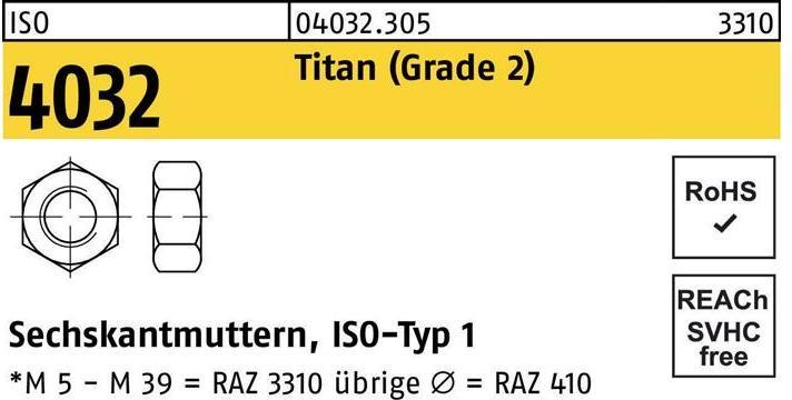 Bufab Sechskantmutter ISO 4032 M 6 Titan (Grade 2)