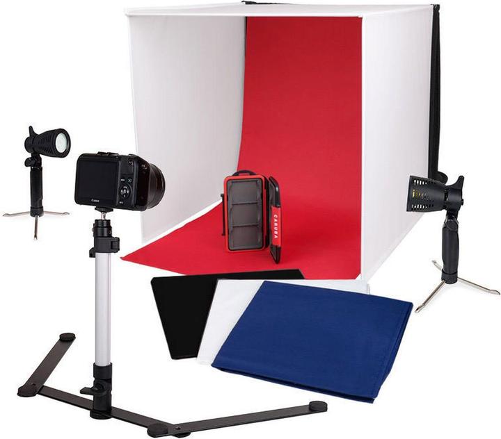 Produktbild Caruba tragbares Fotostudio mit separaten LED Lampen 60x60x60cm (Aufnahmebox)