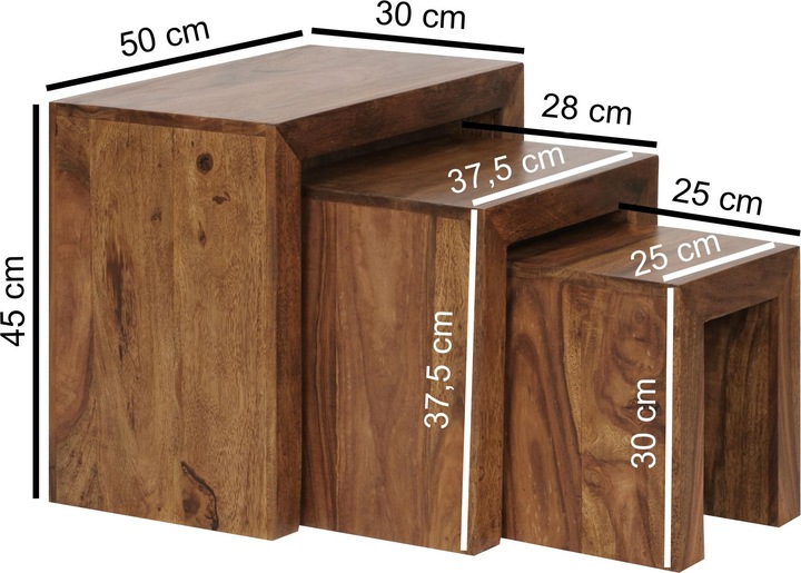 Immagine prodotto Wohnling Mumbai (45 x 30 x 50 cm, 38 x 28 x 29 cm, 26 x 26 x 29 cm)