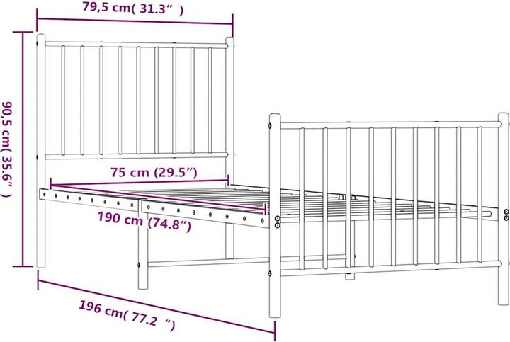 Image du produit vidaXL Bettgestell (75 x 190 cm)