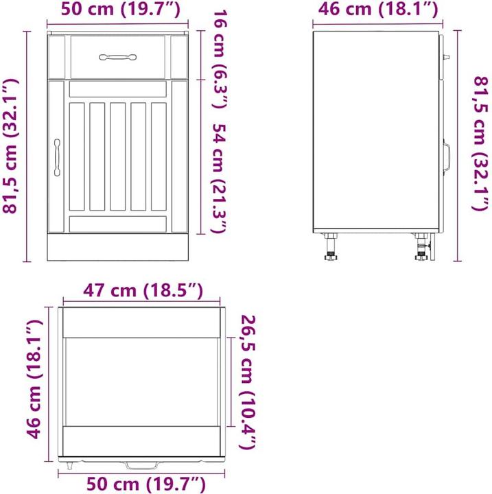 Image du produit vidaXL Küchenunterschrank (50 x 46 x 81.50 cm)
