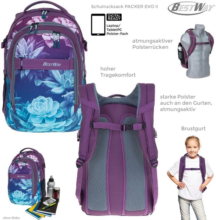 Actual product image Bestway School Backpack, Dark Flower 5821 (26 l)