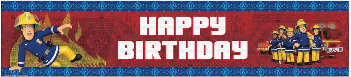 Produktbild Fireman Sam holografisches Design Fahne Happy Birthday Folie (1 Stück)