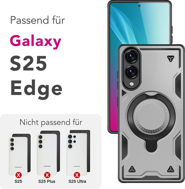 Produktbild Nalia Stormguard - Stabile Panzer Hülle mit MagSafe & 360-Grad Ringhalter - Military Cover (Samsung Galaxy S25 Edge)