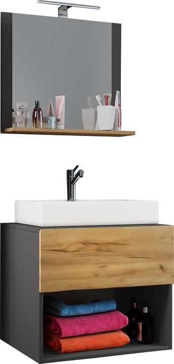 Produktbild VCM 3-tlg. Badblock Waschtisch Schublade Spiegel Badmöbel "Lendas II"