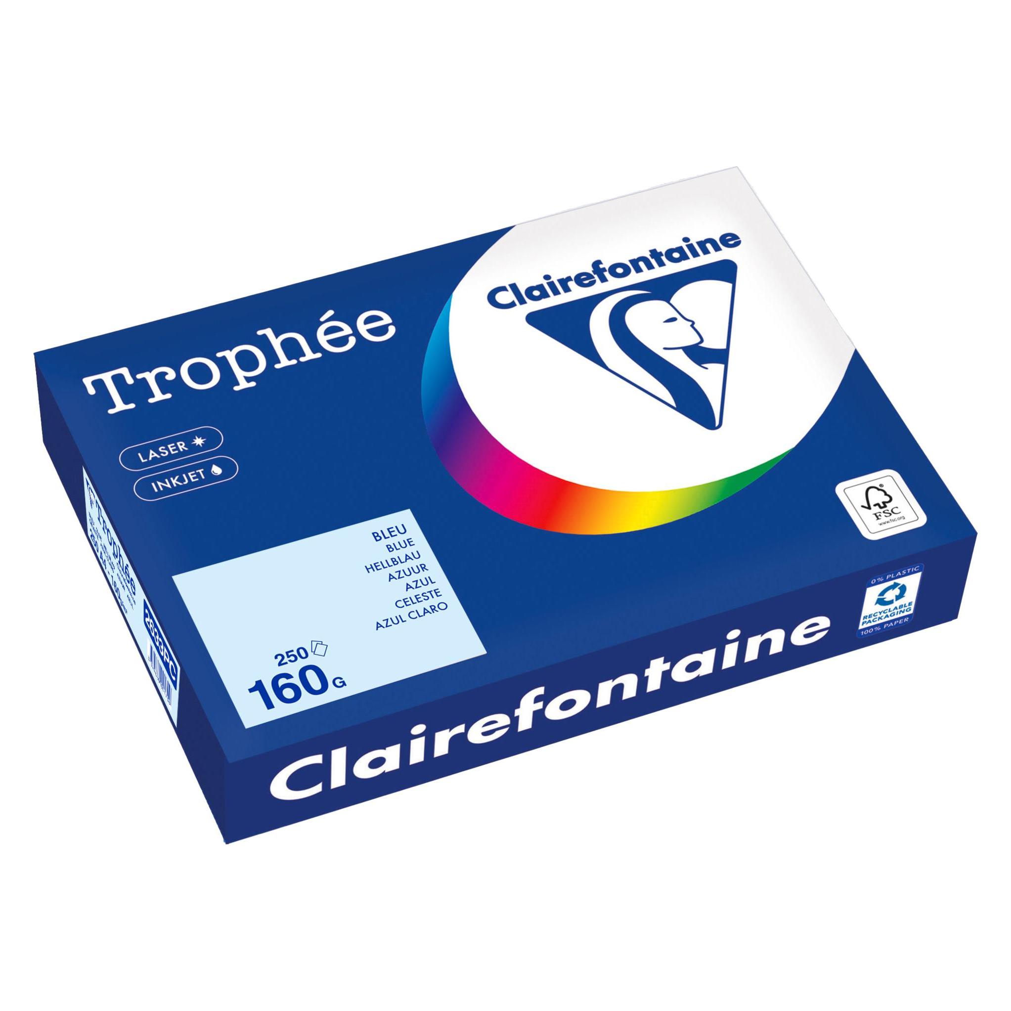 4 X Clairefontaine Kopierpapier 2633PC A4 160g Hellblau 250 Blatt
