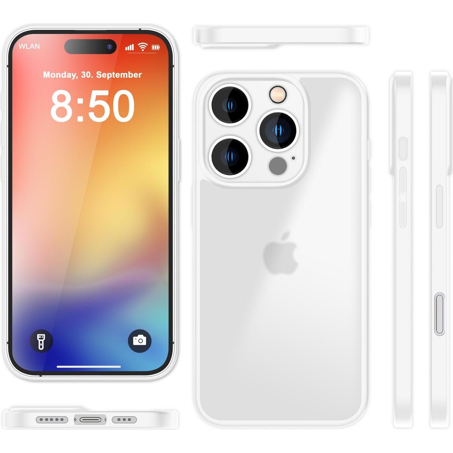 Nalia Matte Hybrid Hülle Semi-Transparent (Apple iPhone 16 Pro), Smartphone Hülle, Weiss