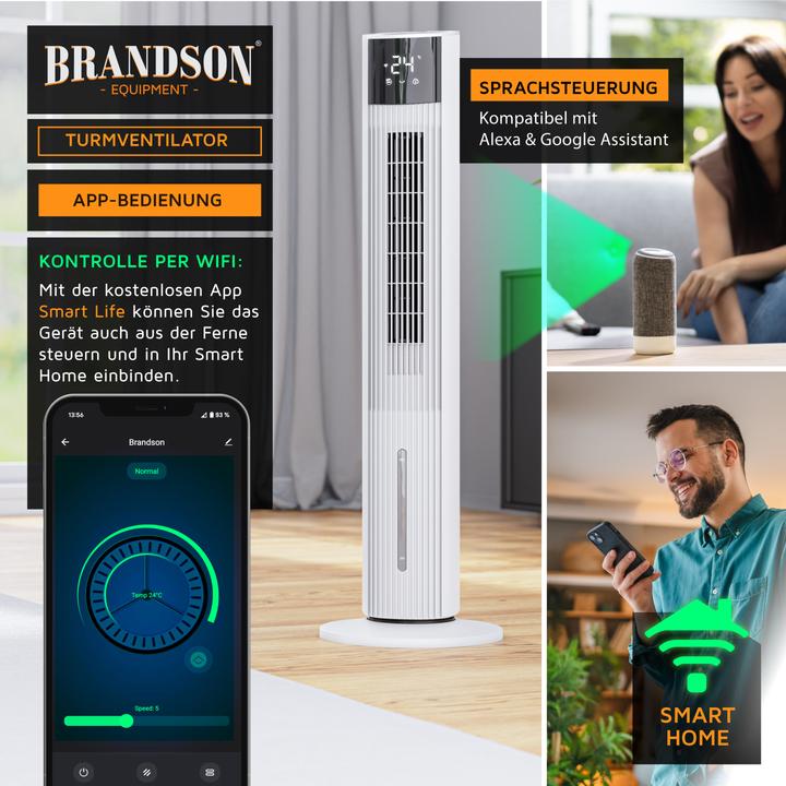 Produktbild Brandson Mobiler Luftkühler mit Wasserkühlung, Klimagerät, 60W, WIFI, Turmventilator, Verdunstungskühler