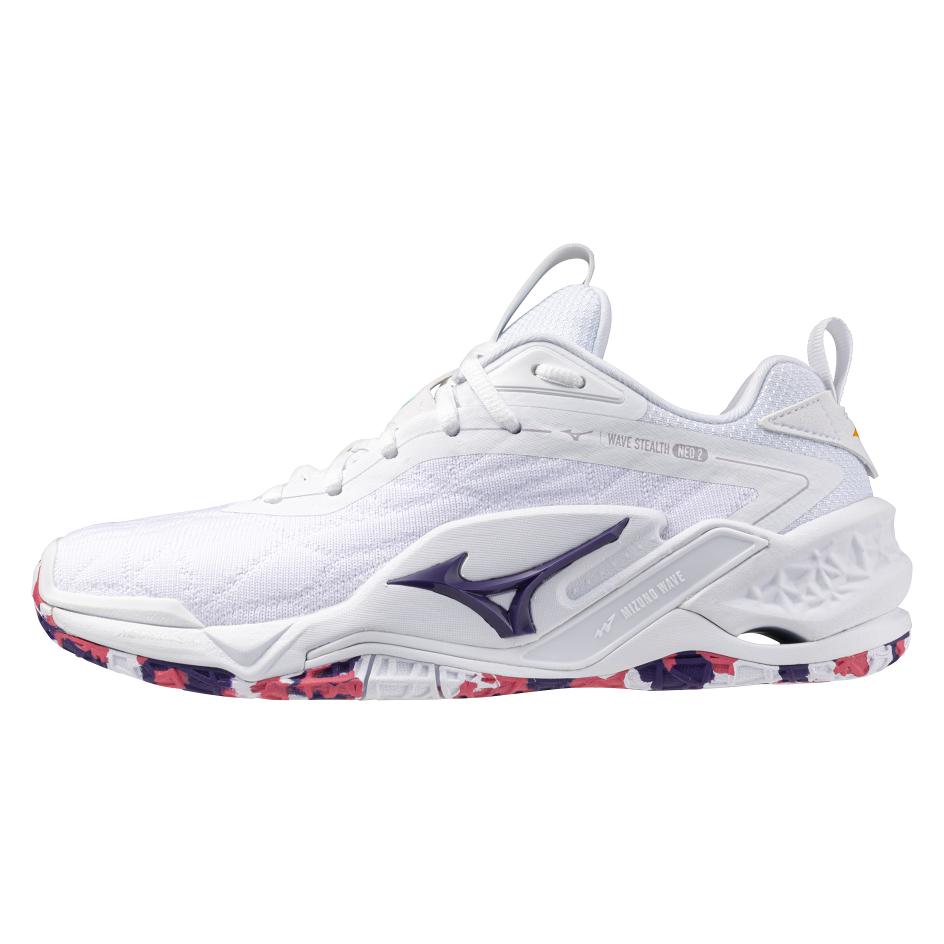 Mizuno, Damen, Hallenschuhe, Wave Stealth Neo 2 (38), Mehrfarbig, Violett, Rosa, Weiss