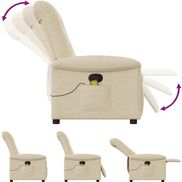 Immagine prodotto VidaXL Poltrona massaggiante in tessuto crema poltrona massaggiante TV poltrona con funzione massaggio