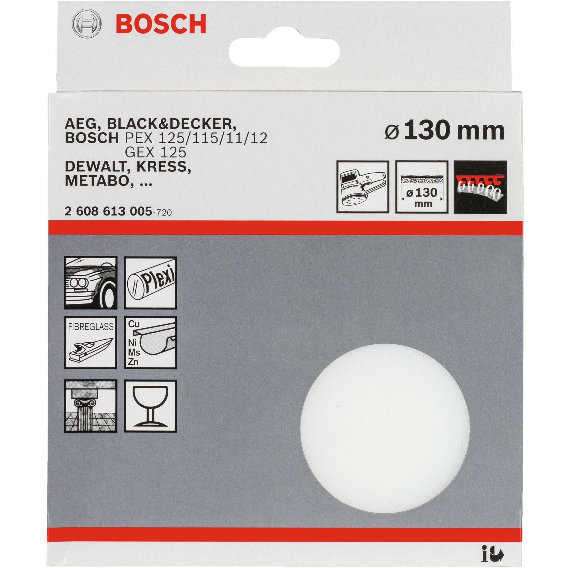 Thumbnail - Bosch Professional Zubehör, Schleifmittel, Polierschwamm für Exzenterschleifer, Klett, 130 mm