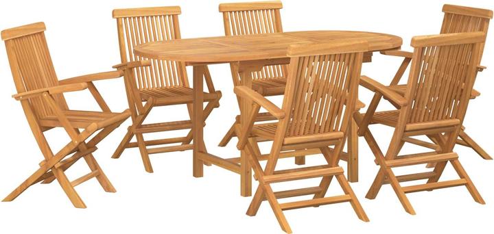 vidaXL 7-piece garden dining set made of solid teak wood (160 x 80 x 75 cm)