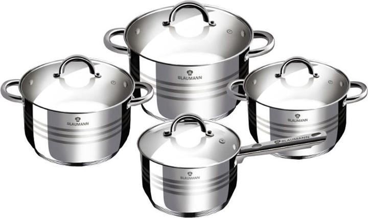 Blaumann Pfannen-Set 8-teilig (Set di pentole e padelle da cucina, Acciaio inossidabile)